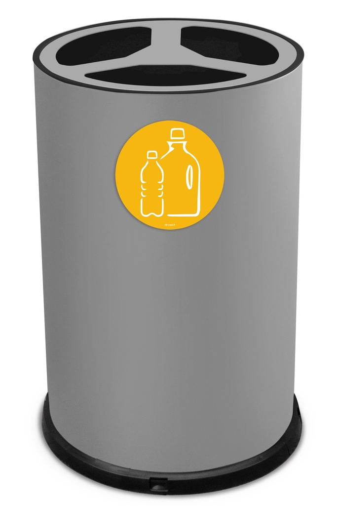 PAPELERA ROUND TRIPLE 100 L (33 L + 33 L + 33 L) ACERO PINTADO GRIS
