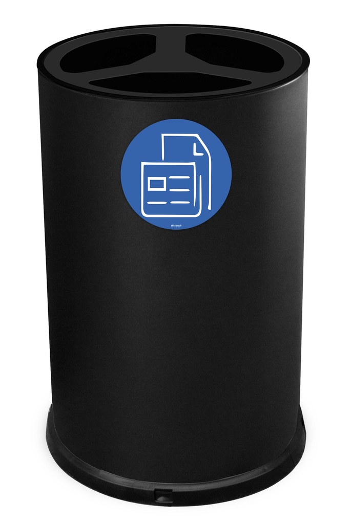 Papelera Round Triple 100 L 33 L + 33 L + 33 L Acero Pintado Negro