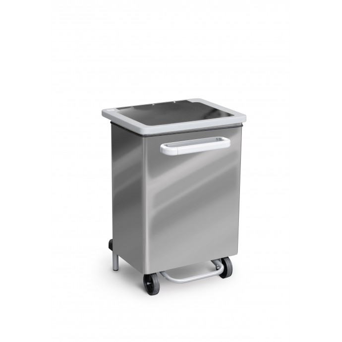 Papelera Gastro Móvil Con Tapa Y Pedal 70 L Acero Inox Pulido