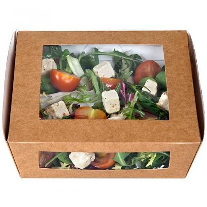 Ensaladera Cuadrada Kraft Con Ventana 3000 Ml+Tapa