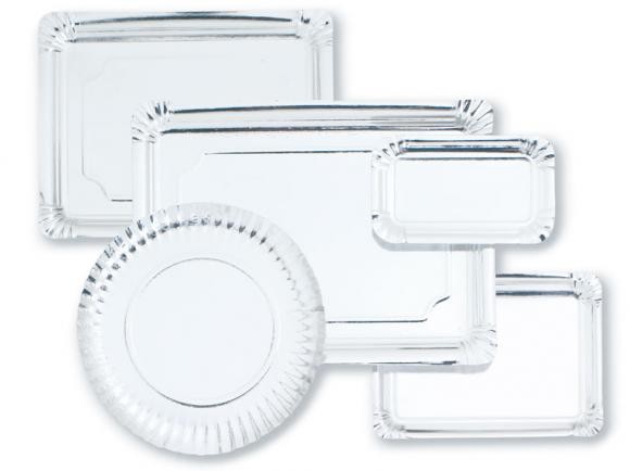 BANDEJA RECTANGULAR PLATEADA  25 X 34 CM