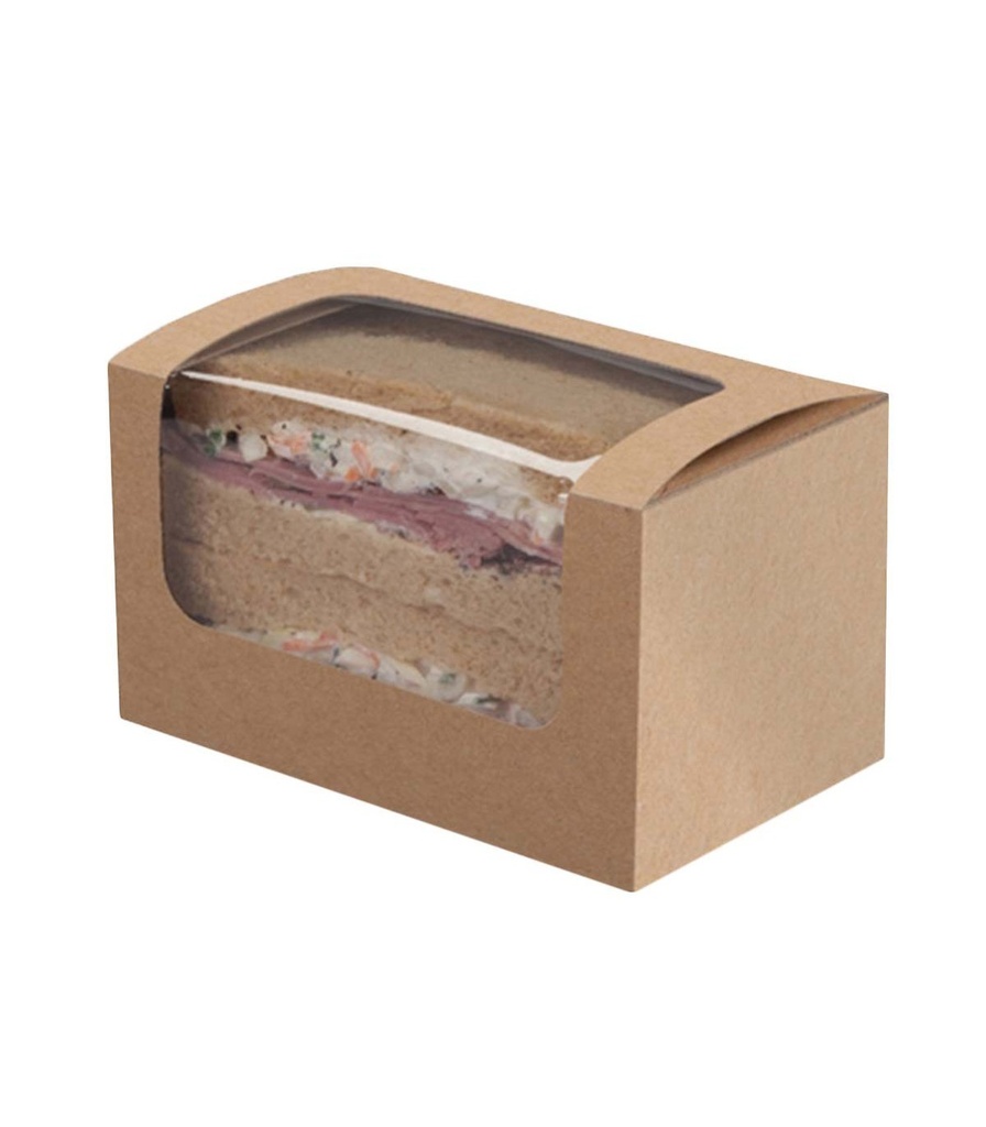 ENVASE SANDWICH DOBLE RECT KRAFT CON VENTANA