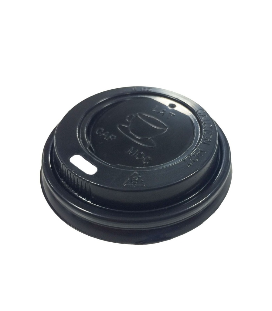 Tapa Cúpula Ps Negra Con Agujero Para Vaso 12-16 Oz