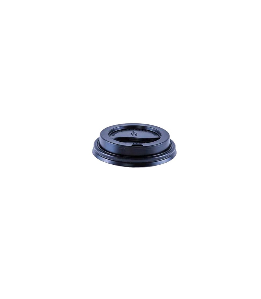 TAPA CÚPULA PS NEGRA CON AGUJERO PARA VASO 8-9 OZ