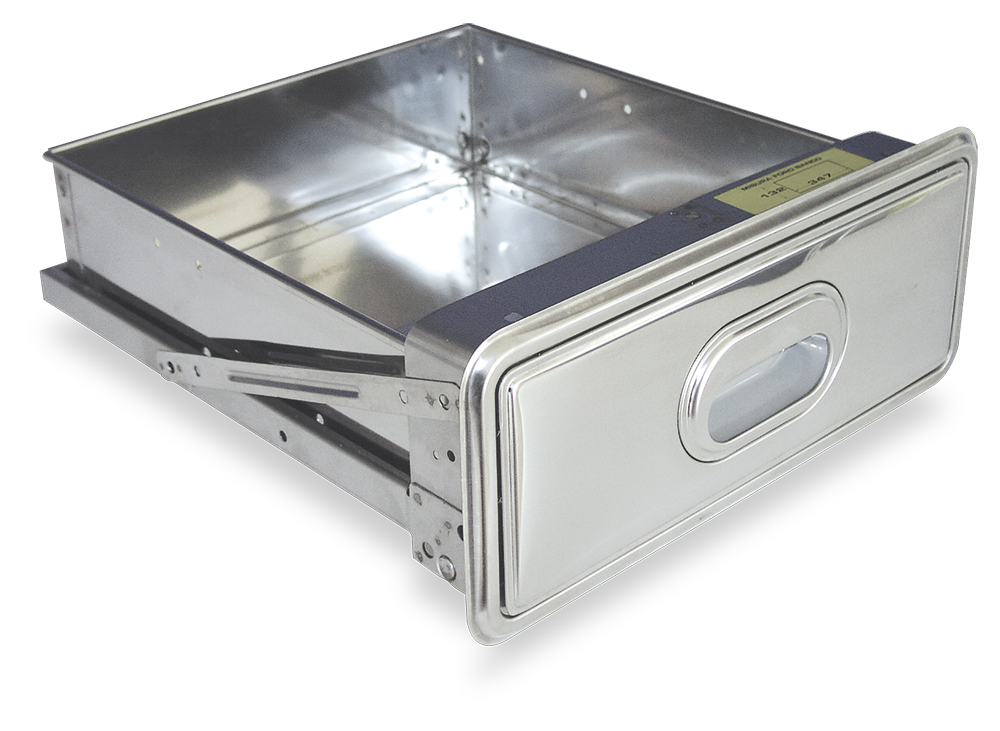 Calaix *inox acoblat a prestatgeria *inox d'ample 500 mm