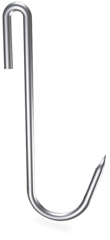 Gancho de varilla inox modelo "J" (10 unidades)