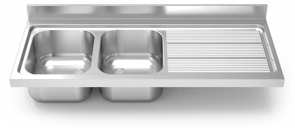 [452632] Fregadero inox para acoplar a mueble serie 700 2 cubetas 1 escurridor derecha