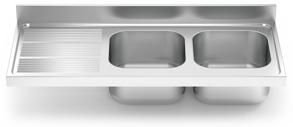 Fregadero inox para acoplar a mueble serie 700 2 cubetas 1 escurridor izquierda