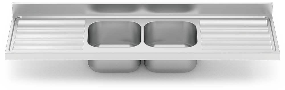 Fregadero inox para acoplar a mueble serie 700 2 cubetas 2 escurridores