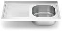 Fregadero inox para acoplar a mueble serie 500 1 cubeta 1 escurridor izquierda