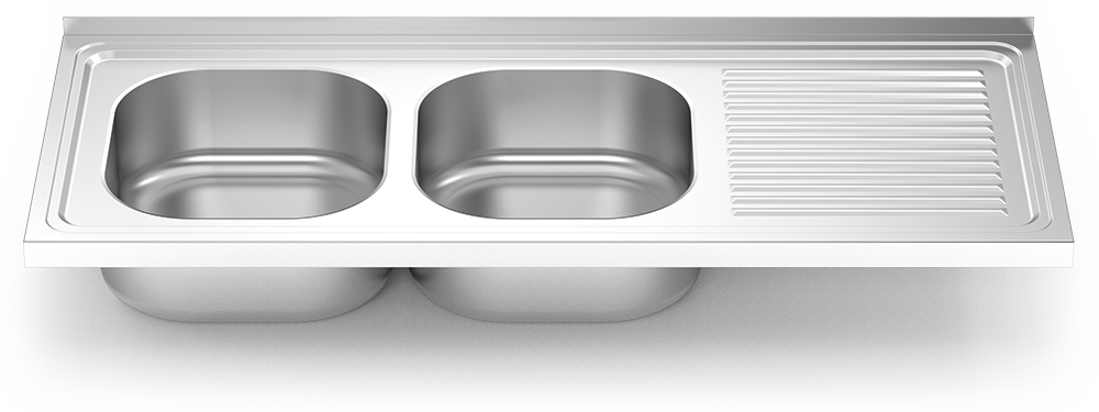 [450636] Fregadero inox para acoplar a mueble serie 500 2 cubetas 1 escurridor derecha