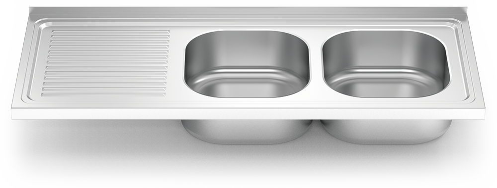 [450638] Fregadero inox para acoplar a mueble serie 500 2 cubetas 1 escurridor izquierda