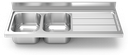 Fregadero inox para acoplar a mueble serie 600 2 cubetas 1 escurridor derecha