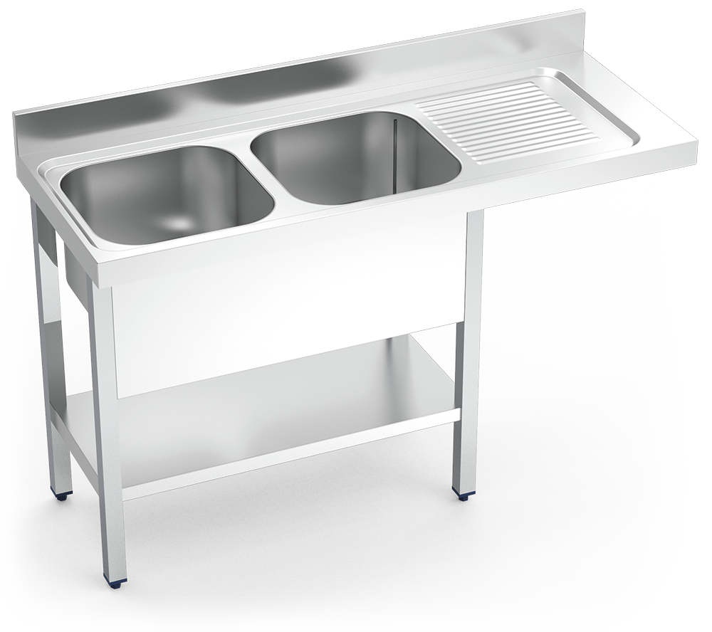 [054222] Fregadero inox para lavavajillas serie 600 2 cubetas 1 escurridor derecha