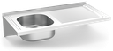 Fregadero inox colgante con cartelas serie 500 1 cubeta 1 escurridor derecha