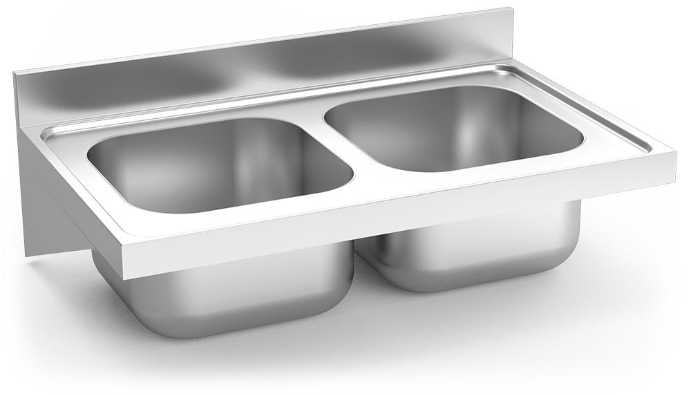 [057626] Fregadero inox colgante con cartelas serie 600 2 cubetas