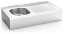 Fregadero inox colgante con faldón serie 500 1 cubeta 1 escurridor derecha