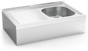 Fregadero inox colgante con faldón serie 500 1 cubeta 1 escurridor izquierda
