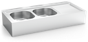 Fregadero inox colgante con faldón serie 500 2 cubetas 1 escurridor derecha