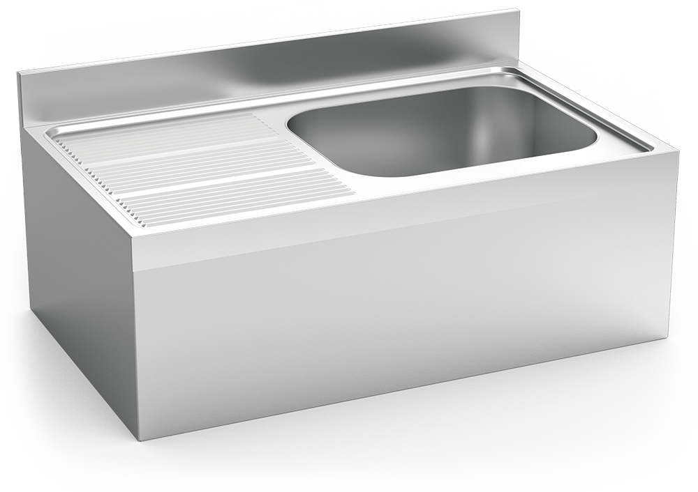 [055612] Fregadero inox colgante con faldón serie 700 1 cubeta 1 escurridor izquierda