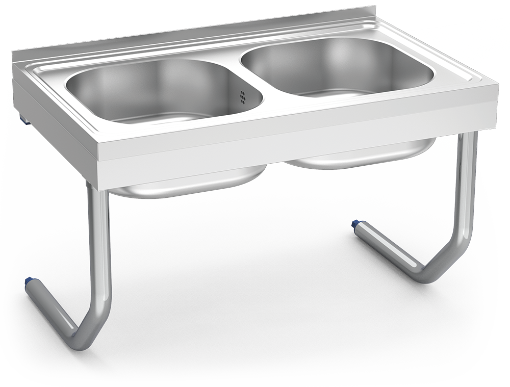 [050410] Fregadero inox colgante con palomillas serie 500 2 cubetas