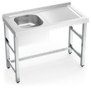 Fregadero inox con soporte sin entrepaño serie 500 1 cubeta 1 escurridor derecha faldón parcial