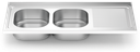 Fregadero inox con soporte sin entrepaño serie 500 2 cubetas 1 escurridor derecha faldón parcial