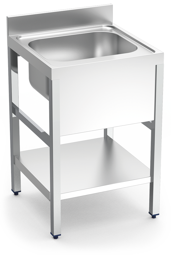 [056202] Fregadero inox con soporte con entrepaño serie 700 1 cubeta