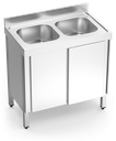 Fregadero inox con puertas correderas serie 700 2 cubetas