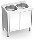 Fregadero inox con puertas correderas serie 500 2 cubetas