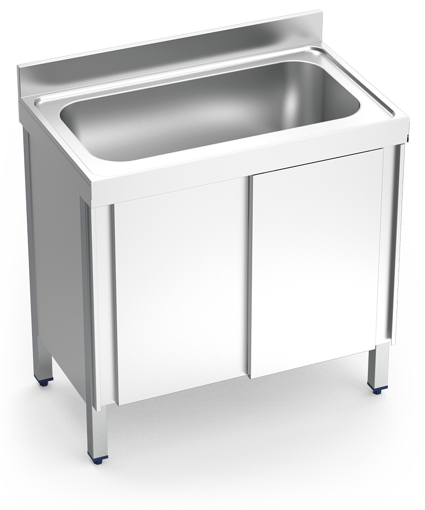 [055228] Fregadero inox con puertas correderas serie 600 1 cubeta gran capacidad