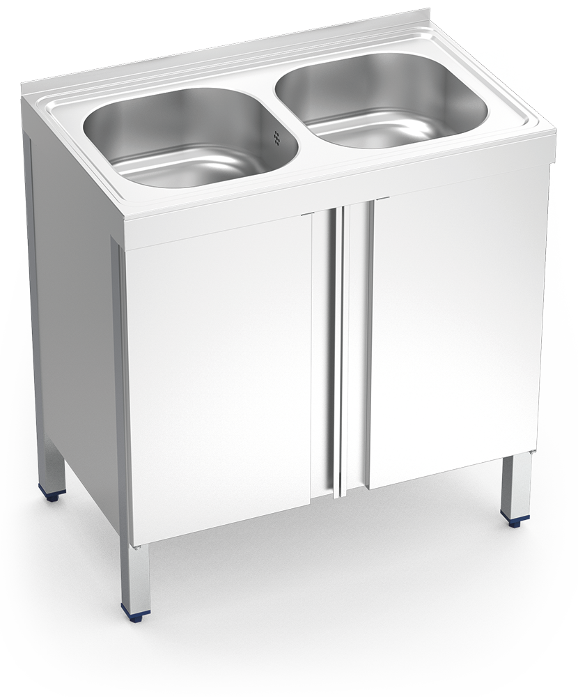 Aigüera *inox amb portes abatibles sèrie 500 2 cubetes
