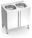 Fregadero inox con puertas abatibles serie 500 2 cubetas