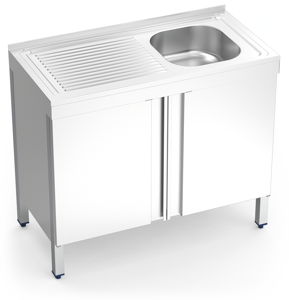 [051218] Fregadero inox con puertas abatibles serie 500 1 cubeta 1 escurridor izquierda