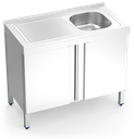 Fregadero inox con puertas abatibles serie 500 1 cubeta 1 escurridor izquierda