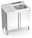 Fregadero inox con puertas abatibles serie 600 1 cubeta 1 escurridor izquierda
