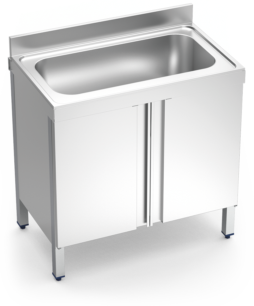 [056628] Fregadero inox con puertas abatibles serie 700 1 cubeta gran capacidad