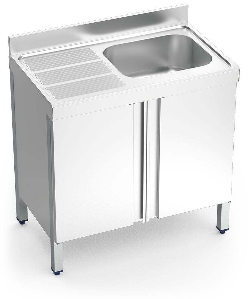 [056612] Fregadero inox con puertas abatibles serie 700 1 cubeta 1 escurridor izquierda