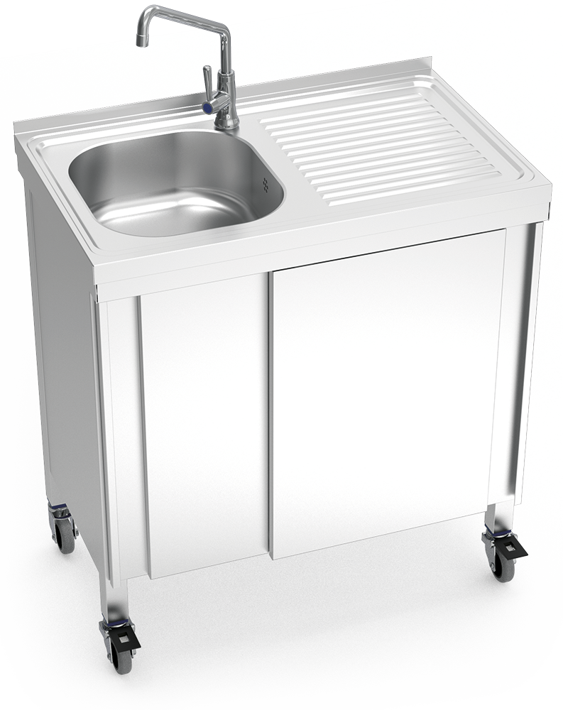 [054240] Fregadero portátil automático agua fría y escurridor derecha