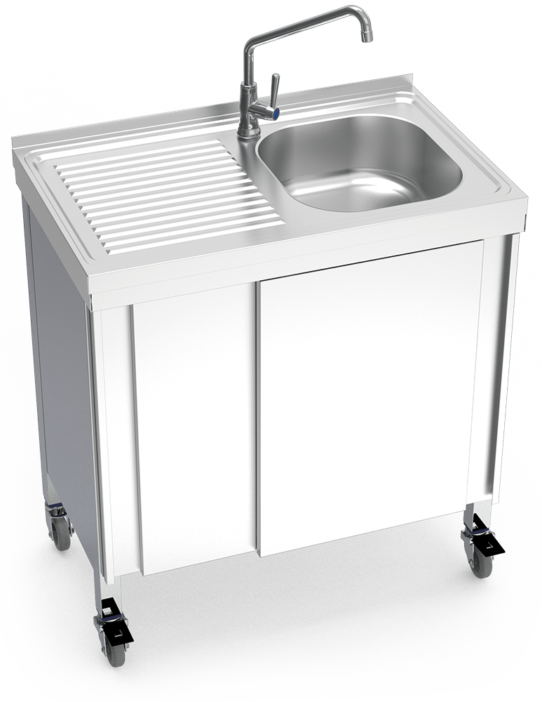[054242] Fregadero portátil automático agua fría y escurridor izquierda