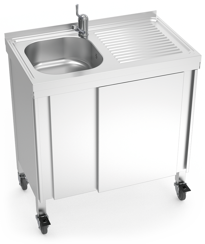 [054244] Fregadero portátil automático agua fría y caliente y escurridor derecha