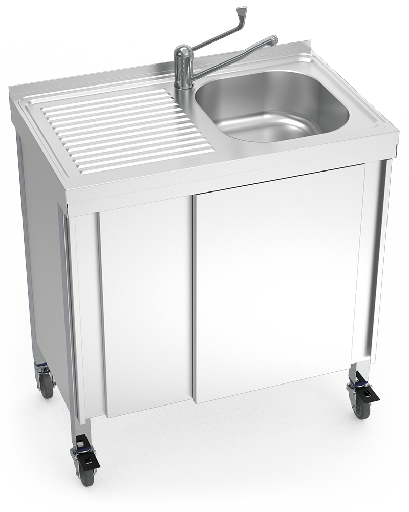 [054246] Fregadero portátil automático agua fría y caliente y escurridor izquierda