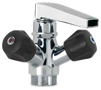 Grifo de sobremesa pomos giratorios dos aguas serie Extra bajo