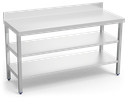Mesa inox mural con 2 entrepaños