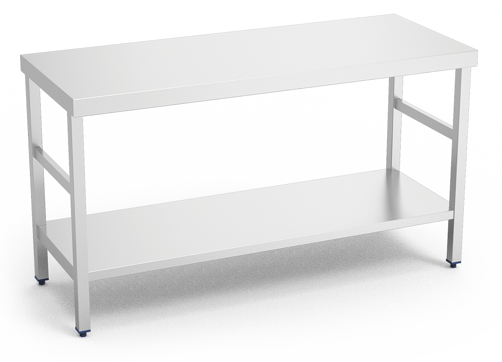 [070202] Mesa *inox central amb *entrepaño
