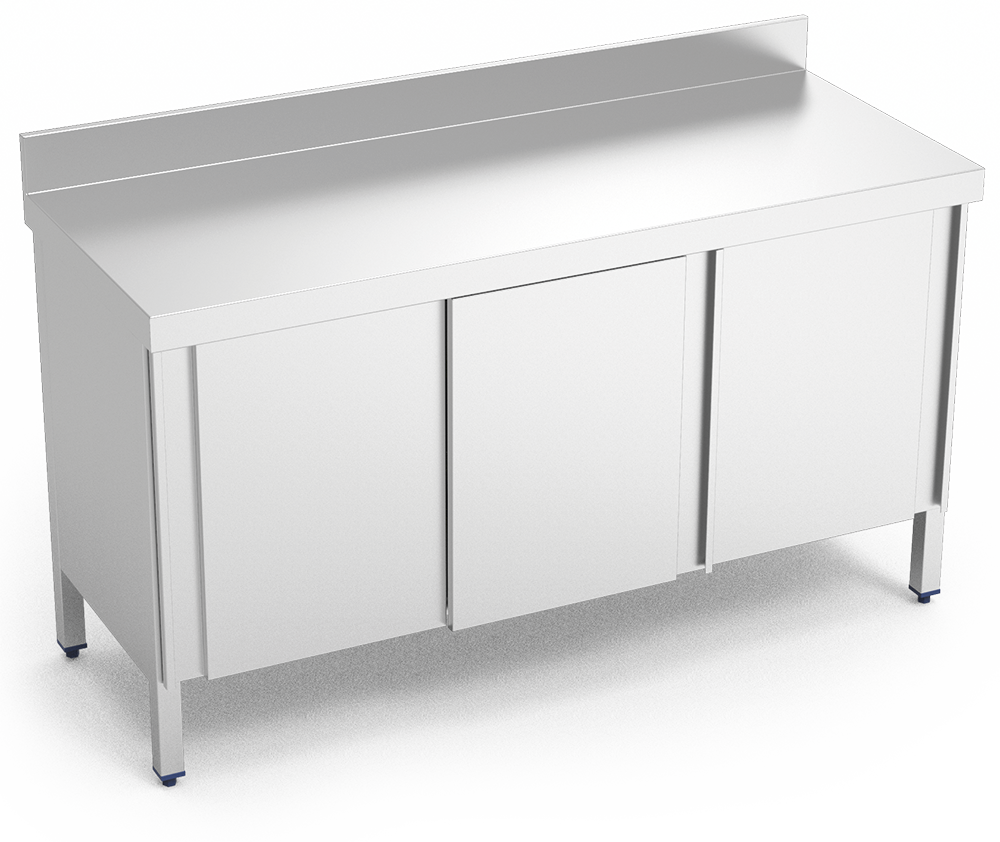 Mesa mural inox con puertas correderas