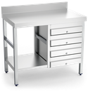Mesa mural inox con 4 cajones