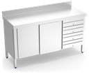 Mesa mural inox con puertas y cajones