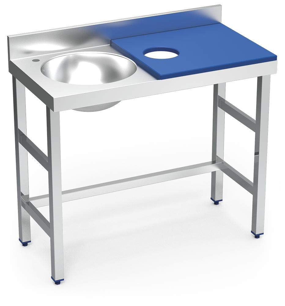 [072880] Mesa de preparació i rentada *inox 1000 mm blau cubeta esquerra