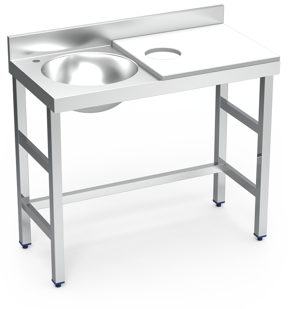 Mesa de preparació i rentada *inox 1000 mm blanca cubeta esquerra